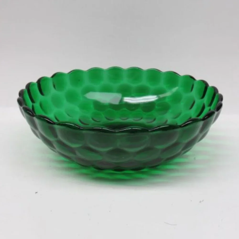 Anchor Hocking Fire King Forest Green BUBBLE 8 3/8 Inch Round Serving Bowl